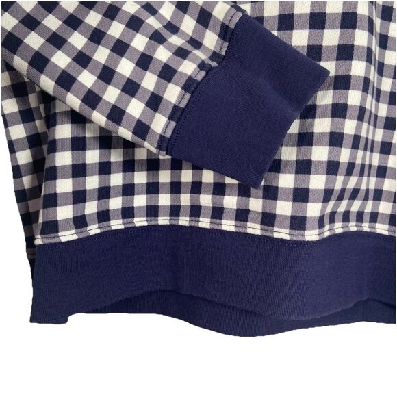 Draper James Natalie Sweatshirt Gingham Navy White Size M Checked Preppy Coastal - Picture 5 of 11